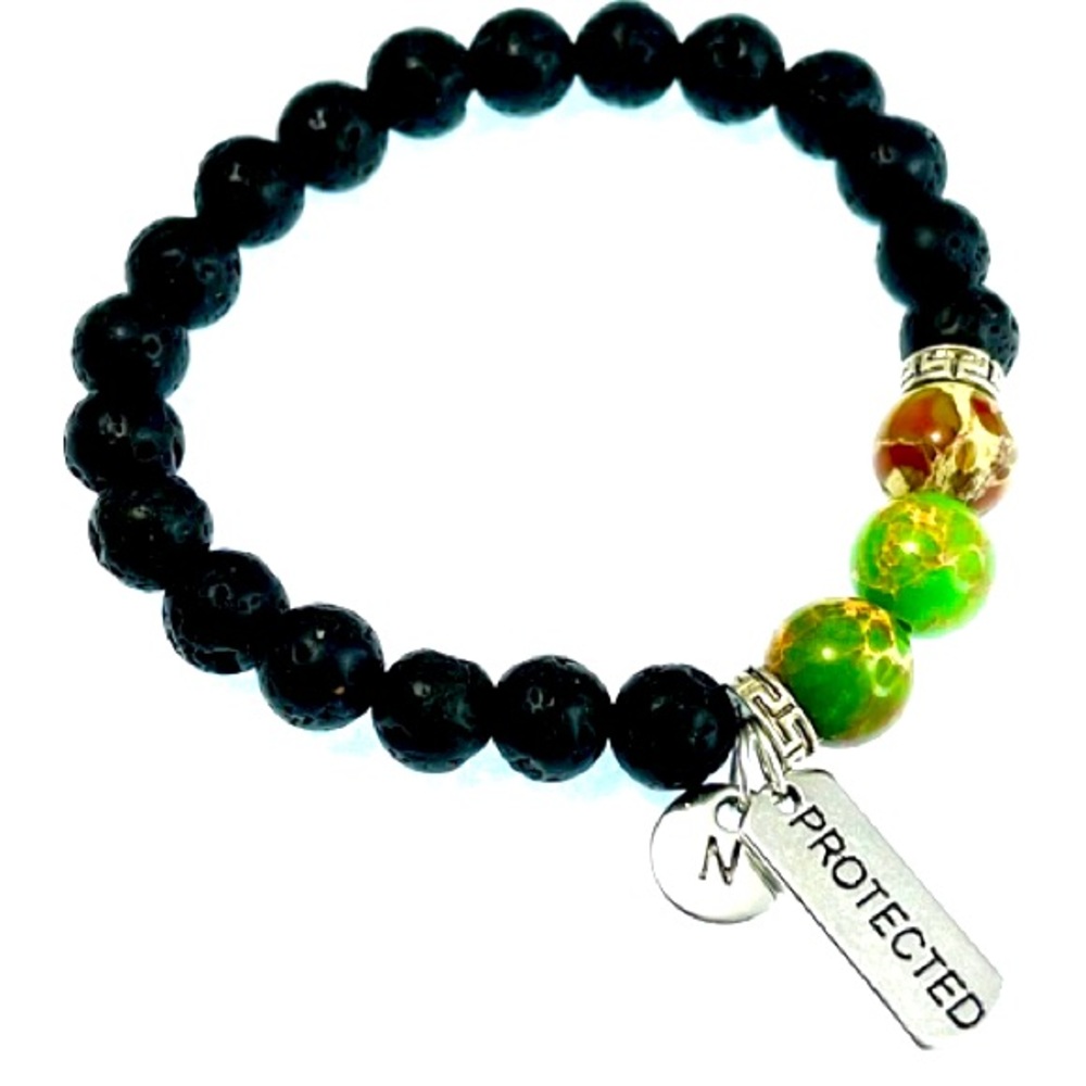 Custom Personalized Lava Beads Charm Bracelet